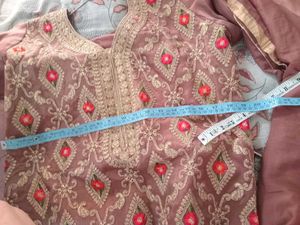 Embroidered Kurta Set with Dupatta and Salwar