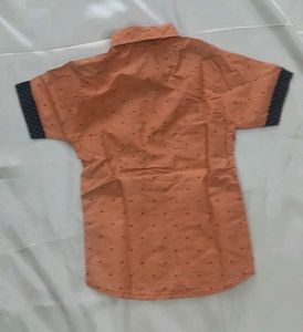Kids Orange Printed Shirt