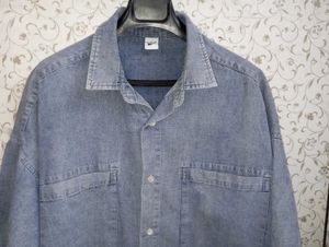 Stone Wash Denim Boxy Shirt