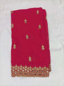 Embellished Pink Georgette Saree