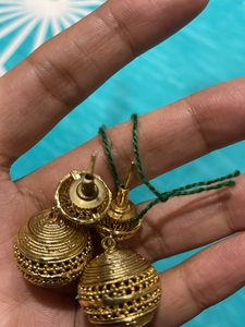Golden Colour Earrings With Round Base
