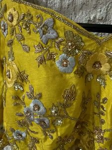 Designer Yellow &amp; Beige Lehenga Choli Set