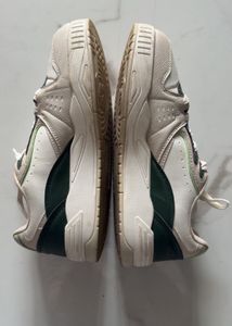 White &amp; Green Lace-Up Sneakers