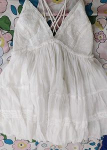 Boho White Tiered Mini Dress