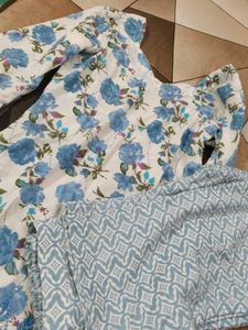 Blue Floral Kurta Set