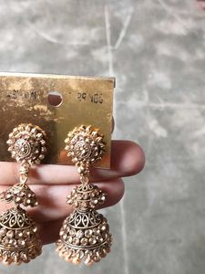 Elegant Jhumka Earrings with Pearls