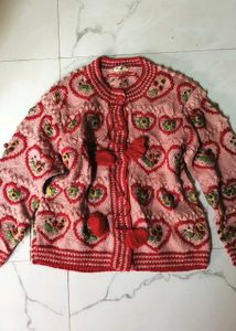 Vintage Heart Pattern Knit, pinterest Cardigan
