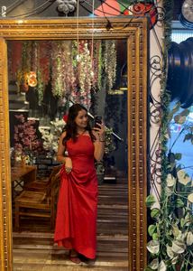 Elegant Red Halter Neck Maxi Dresswith corset back