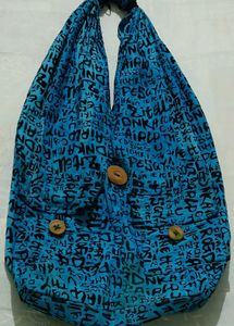 Vibrant Blue Graffiti Print Hobo Bag