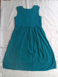 Women’s Teal Blue Embroidered Ethnic Gown Dress