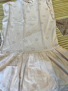 Cotton Shifli Lace Peach Dress - Small Size