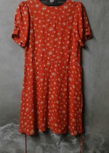 Orange Floral Print plus size Mini Dress