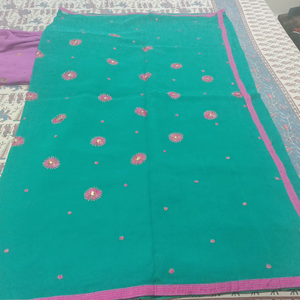 bottle green saree