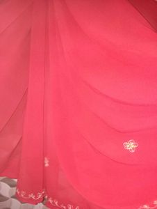 Embroidered Red Saree