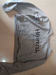 Grey Cropped "Heimish Memory" Sweatshirt