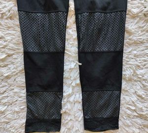 Black Designer-Style Trousers with Mesh&amp;Lace