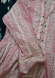 Pink Floral Print Kurta