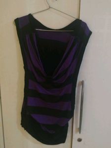 Purple &amp; Black Striped Tunic Top