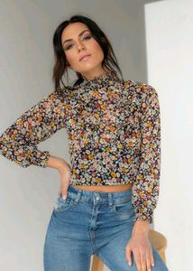 Zara Floral Ruffle Blouse