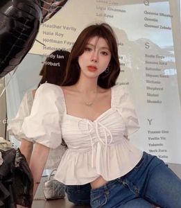 Chic White Puff Sleeve Peplum Top