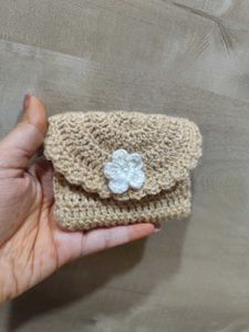 Handmade Crochet 🧶 Clutch with Flower 🌸 Accent