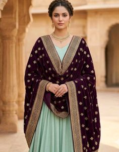 Elegant Pastel Gown with Embellished Border