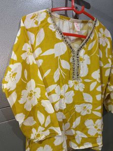 Floral Print Embellished Top (With Freebie)