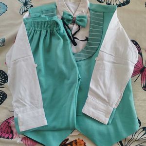 Kids Teal Vest &amp; Shirt Set