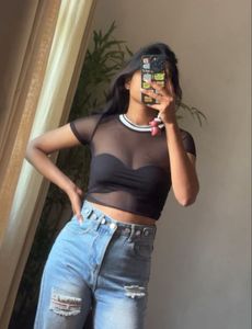 Sheer Black Mesh Crop Top