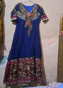 Beautiful Blue Embroidered Anarkali Kurta