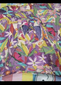 Vibrant Floral Print Purple Gown