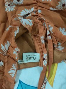 PlusS Orange Romantic Floral Dress
