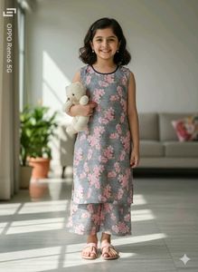 Girls' Floral Print Kurta Palazzo Set
