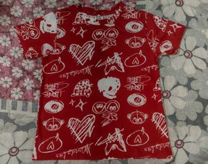 Vibrant Red Graphic Print T-Shirt