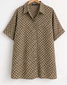 Brown Polka Dot Short Sleeve Shirt