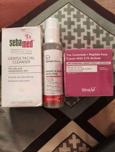 cleanser, toner, moisturizer