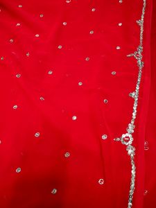 Sequence Work Red Traditional  Saree