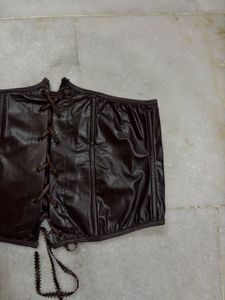 Chocolate Brown Leather Corset Top
