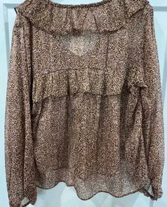 Mango Brand New Peach Animal Print Top