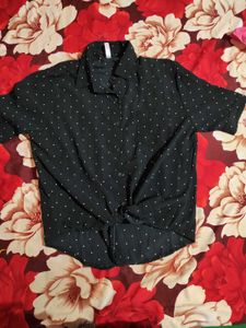 Polka Dot Tie Front Shirt