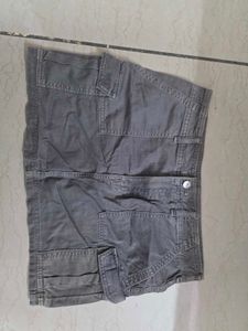 Gray Cargo Mini Skirt