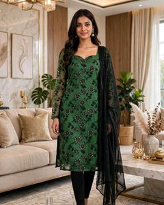Elegant Green Floral Kurta