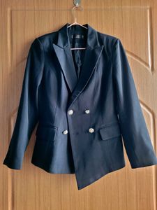 Chic Double-Breasted Black Blazer
