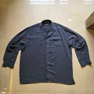 Vintage Men's Long Sleeve Dark Blue Shirt