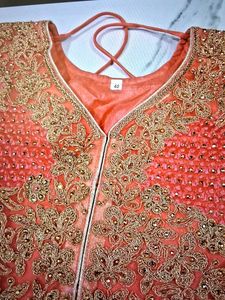 Orange Embellished Anarkali Festival or Wedding