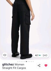 Glitchez Black Straight Fit Cargo Pants