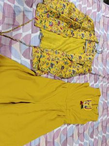 Yellow Floral Print Kurta Set