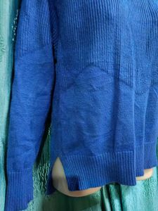 Blue Knit Pullover Sweater