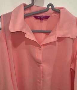 Chic Pink Cold Shoulder Blouse