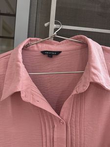 Dusty Rose Collared Button-Up Blouse